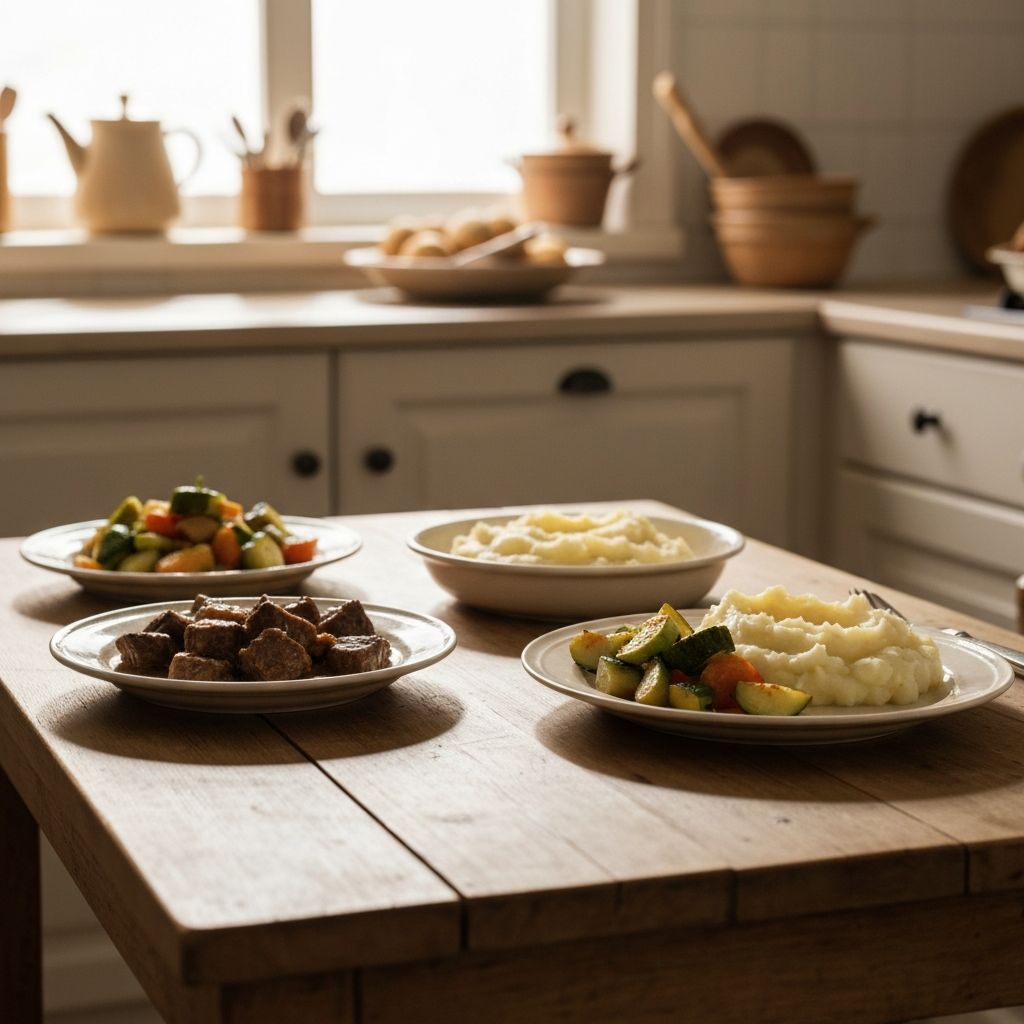 Traditional home-cooked meal on rustic table