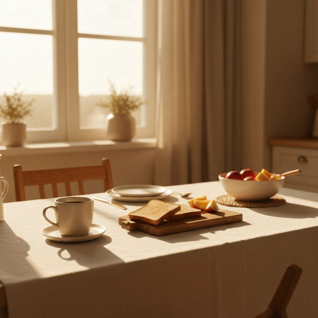 Morning breakfast setting in a home kitchen